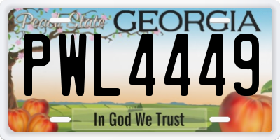 GA license plate PWL4449