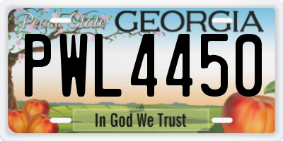 GA license plate PWL4450