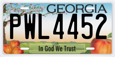 GA license plate PWL4452