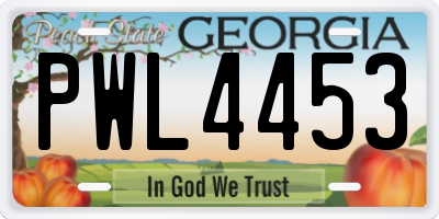 GA license plate PWL4453