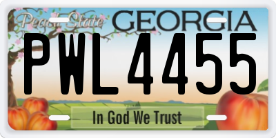 GA license plate PWL4455