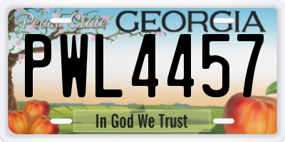 GA license plate PWL4457