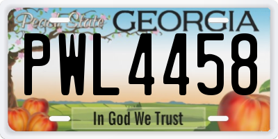 GA license plate PWL4458