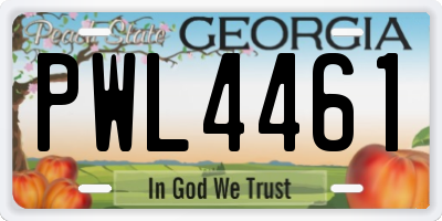 GA license plate PWL4461
