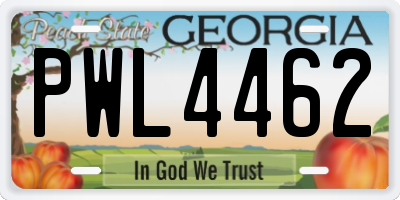 GA license plate PWL4462