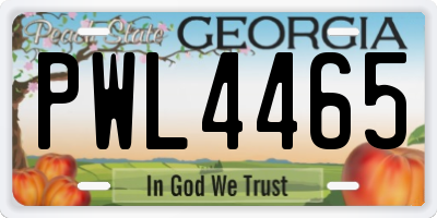 GA license plate PWL4465
