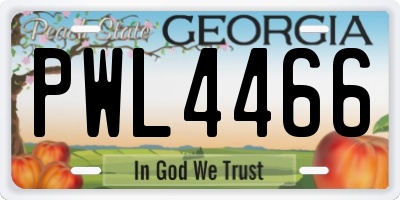 GA license plate PWL4466