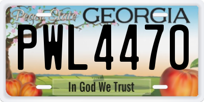 GA license plate PWL4470
