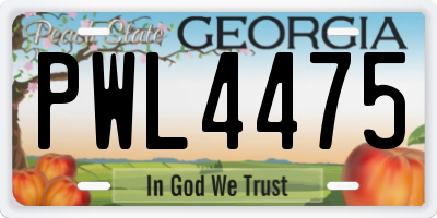 GA license plate PWL4475