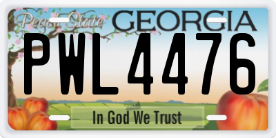 GA license plate PWL4476