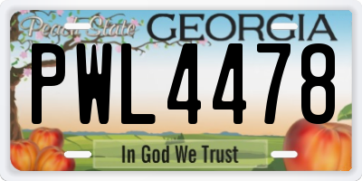 GA license plate PWL4478