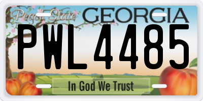 GA license plate PWL4485