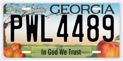 GA license plate PWL4489