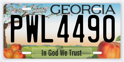 GA license plate PWL4490