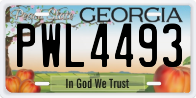 GA license plate PWL4493