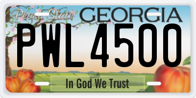 GA license plate PWL4500