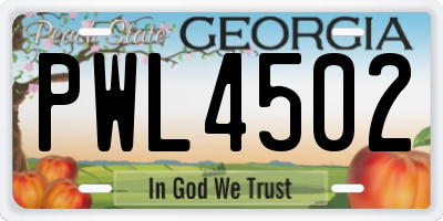 GA license plate PWL4502