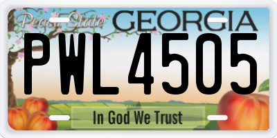 GA license plate PWL4505