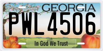 GA license plate PWL4506