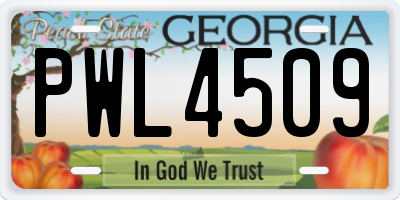 GA license plate PWL4509
