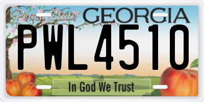 GA license plate PWL4510