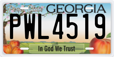 GA license plate PWL4519