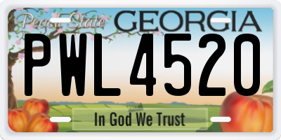 GA license plate PWL4520