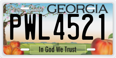 GA license plate PWL4521