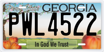 GA license plate PWL4522