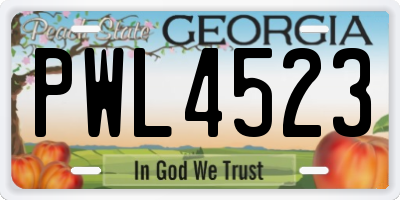 GA license plate PWL4523