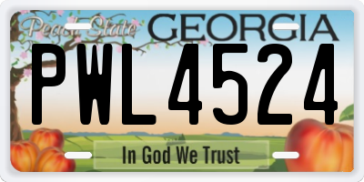 GA license plate PWL4524