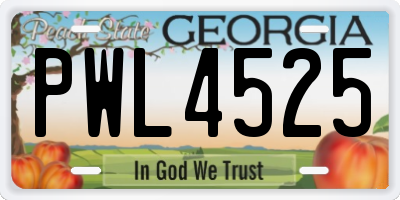 GA license plate PWL4525
