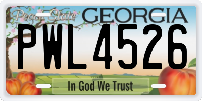 GA license plate PWL4526