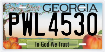 GA license plate PWL4530