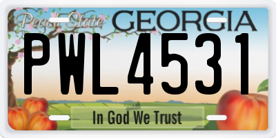 GA license plate PWL4531