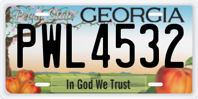 GA license plate PWL4532