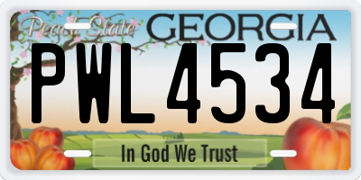 GA license plate PWL4534