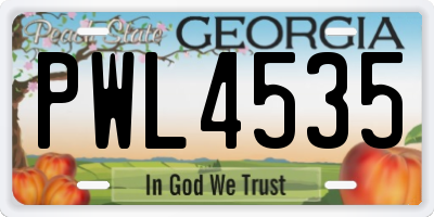 GA license plate PWL4535