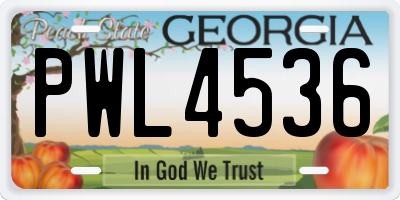 GA license plate PWL4536