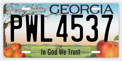 GA license plate PWL4537