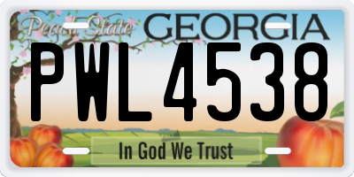 GA license plate PWL4538