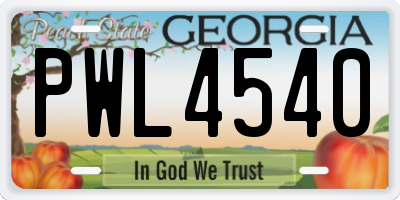 GA license plate PWL4540