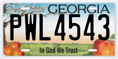 GA license plate PWL4543