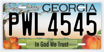 GA license plate PWL4545