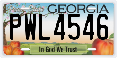 GA license plate PWL4546