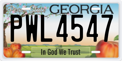 GA license plate PWL4547