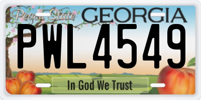 GA license plate PWL4549