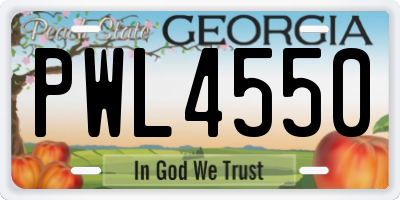 GA license plate PWL4550