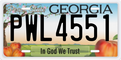 GA license plate PWL4551