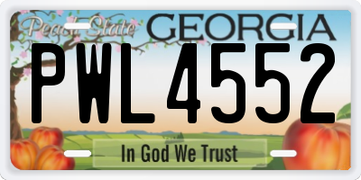 GA license plate PWL4552